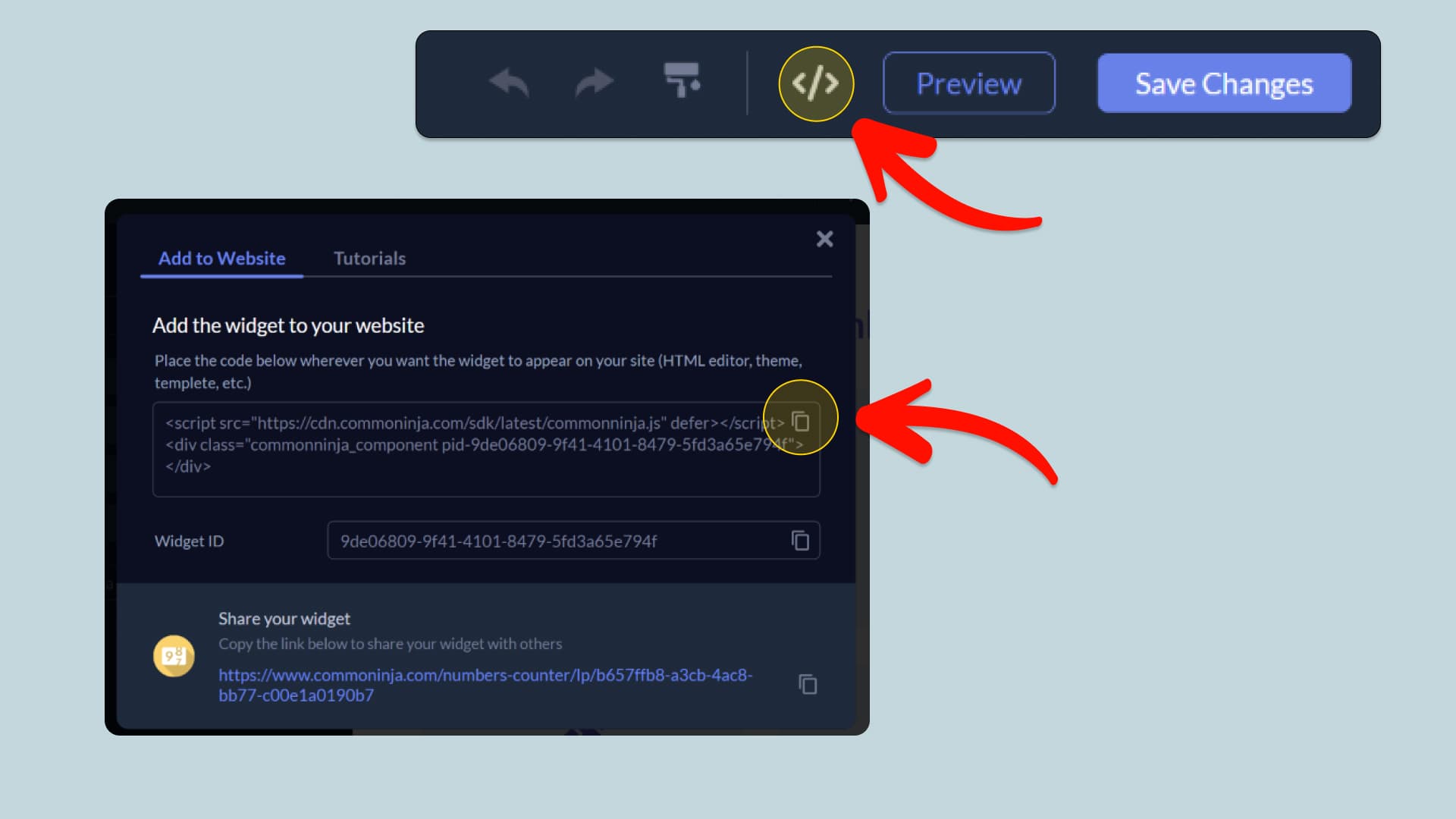 Copy the Countdown Bar Embed Code