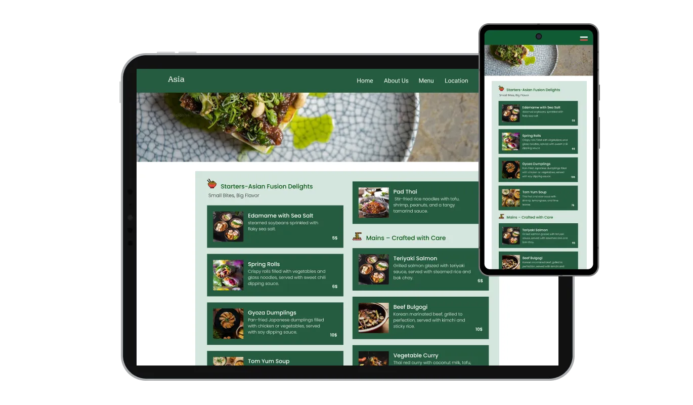 Restaurant Menu - Fully Responsive Design for All Devices