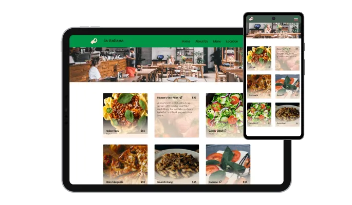 Restaurant Menu Flip Cards - Perfectly Responsive Restaurant Menu widget