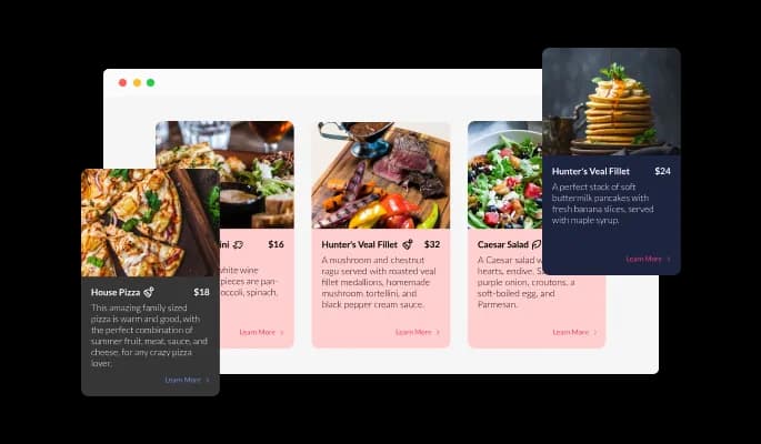 Restaurant Menu List - Multiple Skins