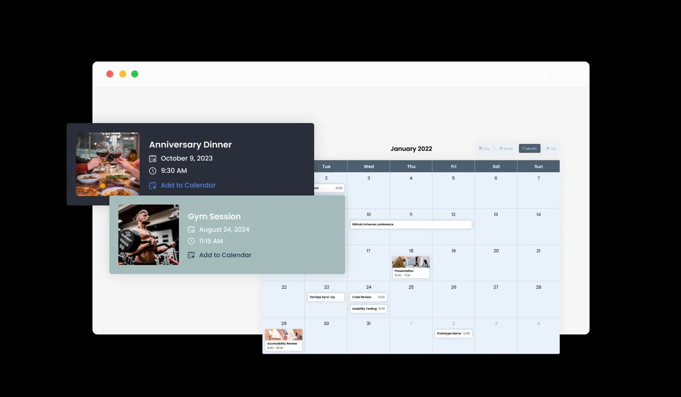 Events Calendar - Visualize Events with Media Integration