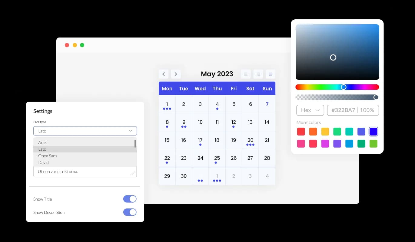 Events Calendar - Fully Customizable Calendar Widget