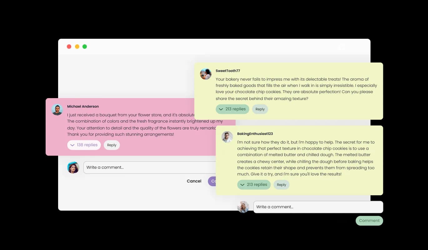 Comments - Engage in Conversations with Reply Feature