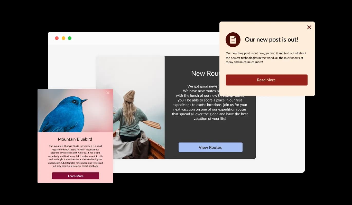 Corner Pop-up - Multiple Floating Corner Pop-up Layouts