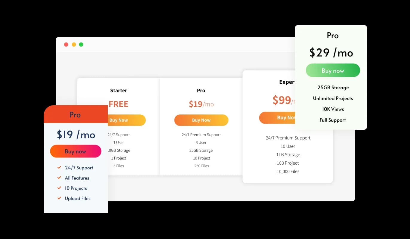 Pricing Tables - Large Selection of Skins