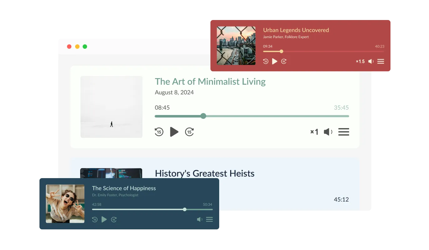 Podcast Player - Select from Multiple Podcast Player Design Skins
