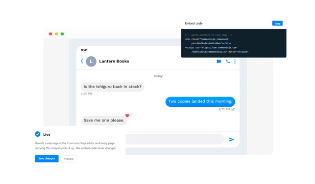 Messenger Conversation - Easy to Embed