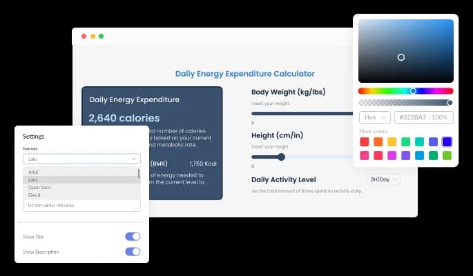 TDEE Calculator - Fully Customizable TDEE Calculator Design