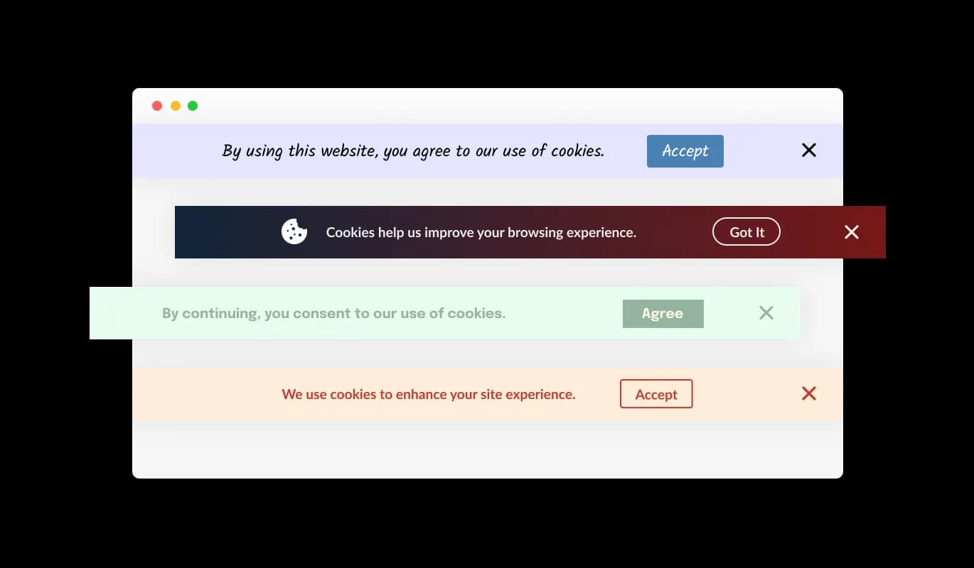 Cookie Banner - Multiple Cookie Banner design skins