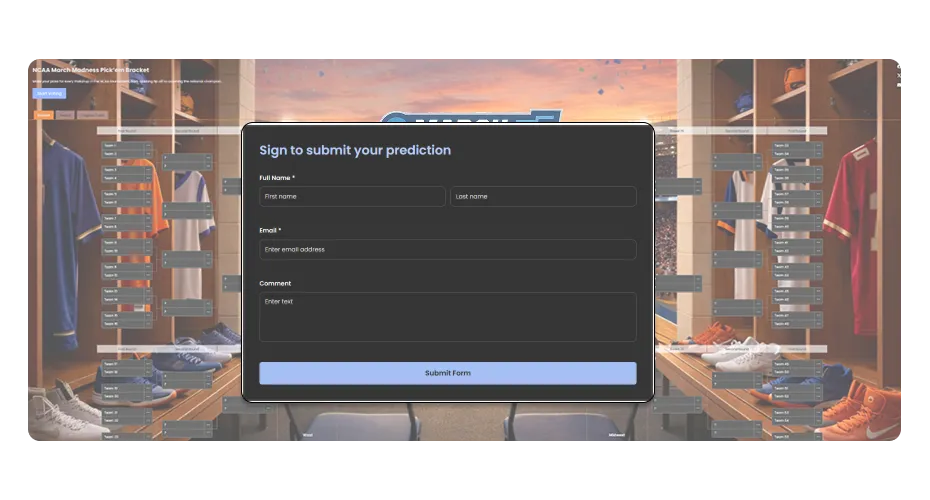 March Madness Bracket Maker - Participant Signup Page