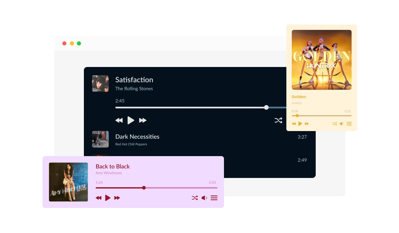 Music Player - Choose From Multiple Player Layouts and Visual Styles
