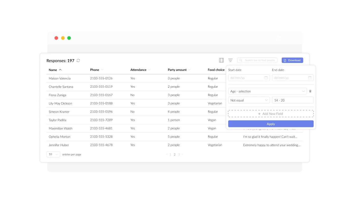 RSVP Form - Seamless Guest RSVP Data Collection